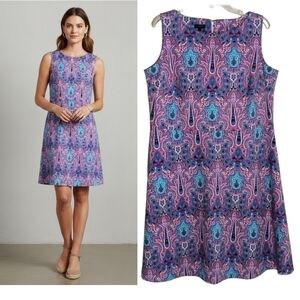 Talbots Sleeveless Dress Woman's Size 1X Multicolor Paisley Stretch Knit